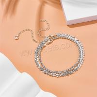 Zinc Alloy Anklet, with 1.97inch extender chain, silver color plated, Double Layer & fashion jewelry & for woman & with rhinestone Approx 7.87 Inch 
