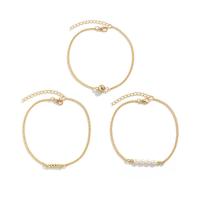 Zinc Alloy Anklet, with Plastic Pearl, with 1.97inch extender chain, three pieces & fashion jewelry & for woman Approx 7.87 Inch 