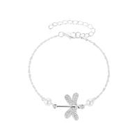 Zinc Alloy Anklet, with Plastic Pearl, silver color plated, fashion jewelry & for woman Approx 9.45 Inch 