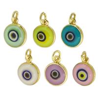 Fashion Evil Eye Pendant, Brass, Round, gold color plated, fashion jewelry & DIY & evil eye pattern & enamel 
