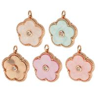 Resin Brass Pendants, with Resin, Flower, rose gold color plated, fashion jewelry & DIY & micro pave cubic zirconia Approx 2mm 