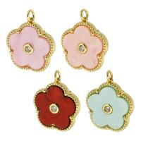 Resin Brass Pendants, with Resin, Flower, gold color plated, fashion jewelry & DIY & micro pave cubic zirconia Approx 2mm 