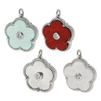 Resin Brass Pendants, with Resin, Flower, silver color plated, fashion jewelry & DIY & micro pave cubic zirconia Approx 2mm 