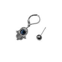 Evil Eye Earrings, Zinc Alloy, with Acrylic, Hand, silver color plated, for woman  