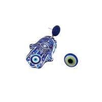 Boucles d'oreilles de mauvais œil, alliage de zinc, avec Acrylique, Placage, pour femme & émail, bleu  Vendu par paire