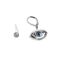 Boucles d'oreilles de mauvais œil, alliage de zinc, avec Acrylique, Placage de couleur argentée, pour femme, bleu  Vendu par paire