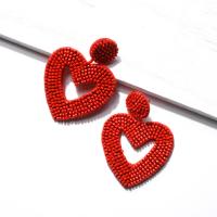 Glass Seed Beads Earring, Seedbead, Heart, for woman & hollow 