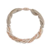 Kristall Halskette, mit Stoff & Acryl, für Frau, gemischte Farben, Länge:ca. 60 cm, verkauft von PC