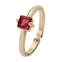 Cubic Zircon Brass Finger Ring, Square, gold color plated, micro pave cubic zirconia & for woman Inner Approx 17mm 