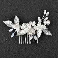 Bridal Decorative Hair Comb, Zinc Alloy, with Porcelain & Plastic Pearl, fashion jewelry & for woman & with rhinestone 