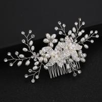 Braut Dekoratives Haarkämmchen, Zinklegierung, mit Kunststoff Perlen, Modeschmuck & für Frau & mit Strass, keine, 150x90mm, verkauft von PC