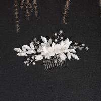 Bridal Decorative Hair Comb, Zinc Alloy, with Porcelain & Crystal & Plastic Pearl, fashion jewelry & for woman 
