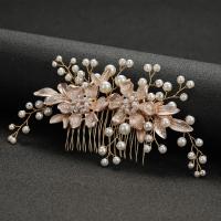 Bridal Decorative Hair Comb, Zinc Alloy, with Plastic Pearl, fashion jewelry & for woman & with rhinestone 