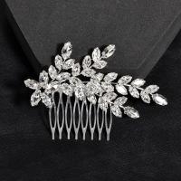 Bridal Decorative Hair Comb, Zinc Alloy, with Glass Rhinestone, fashion jewelry & for woman, silver color 