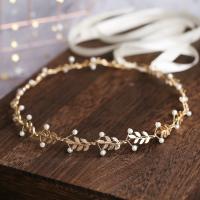 Headband, Zinc Alloy, with Plastic Pearl, fashion jewelry & for woman, golden, 450mm 