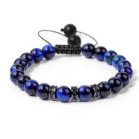 Gemstone Bracelets, Natural Stone, with Wax Cord, handmade & adjustable & for man 8mm Approx 19-30 cm 