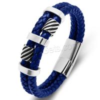 PU Leather Cord Bracelets, with 316L Stainless Steel, Double Layer & for man 