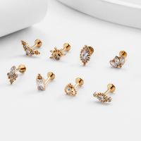 Titanium Stud Earring Set, plated, 8 pieces & micro pave cubic zirconia & for woman about; 