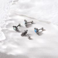 316 Stainless Steel Stud Earring Set, with Opal, 12 pieces & for woman, mixed colors x 