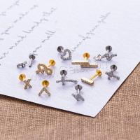 Titanium Stud Earring Set, plated, 10 pieces & micro pave cubic zirconia & for woman 