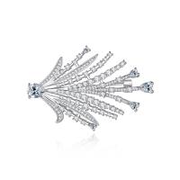 Cubic Zirconia Brooch, Brass, platinum color plated, micro pave cubic zirconia & for woman 