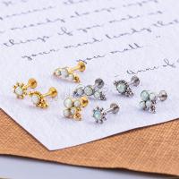 316 Stainless Steel Stud Earring Set, with Opal, Vacuum Ion Plating, 8 pieces & for woman, mixed colors 