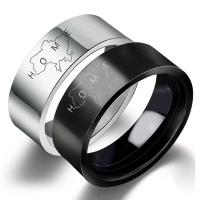 Stainless Steel Finger Ring, 304 Stainless Steel, Vacuum Ion Plating, Unisex & with letter pattern 8mm 
