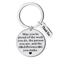 Stainless Steel Key Chain, 304 Stainless Steel, Round, Unisex & with letter pattern, original color 