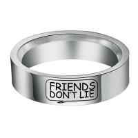 Stainless Steel Finger Ring, 304 Stainless Steel, Vacuum Ion Plating, Unisex & with letter pattern 6mm 