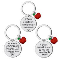 Stainless Steel Key Chain, 304 Stainless Steel, Round, Vacuum Ion Plating, Unisex & with letter pattern & enamel 