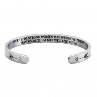 Stainless Steel Cuff Bangle, 304 Stainless Steel, Vacuum Ion Plating, with letter pattern & for woman 