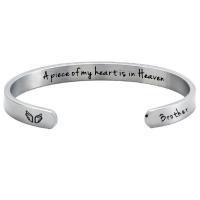 Stainless Steel Cuff Bangle, 304 Stainless Steel, Vacuum Ion Plating, Unisex & with letter pattern 