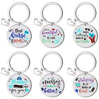 Stainless Steel Key Chain, 304 Stainless Steel, Flat Round, printing, Unisex & with letter pattern 