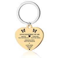 Stainless Steel Key Chain, 304 Stainless Steel, Heart, Vacuum Ion Plating, Unisex & with letter pattern 30mm 