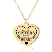 Stainless Steel Jewelry Necklace, 304 Stainless Steel, Heart, Vacuum Ion Plating, Unisex & with letter pattern 30mm Approx 23.62 Inch 