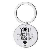 Stainless Steel Key Chain, 304 Stainless Steel, Flat Round, Unisex & with letter pattern 