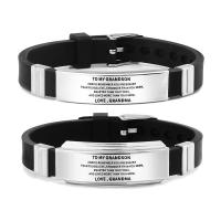 Silicone Stainless Steel Bracelets, with 304 Stainless Steel, with letter pattern & for man Approx 8.66 Inch 