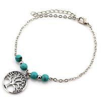 Zinc Alloy Anklet, with turquoise, fashion jewelry & for woman Approx 8.27 Inch 