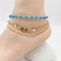 Zinc Alloy Anklet, with Plastic, fashion jewelry & multilayer & for woman Approx 8.27 Inch 
