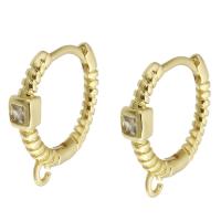 Cubic Zirconia Pendiente Brass Micro Pave, metal, chapado en color dorado, Joyería & Bricolaje & micro arcilla de zirconia cúbica & para mujer, dorado, 14x15x3mm, Vendido por Par