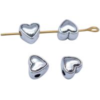 Zinc Alloy Heart Beads, antique silver color plated, vintage & DIY 