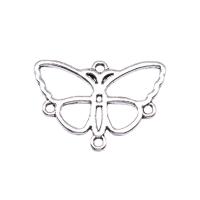Zinc Alloy Charm Connector, Butterfly, antique silver color plated, vintage & DIY & 1/3 loop & hollow 