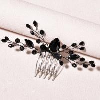 Bridal Decorative Hair Comb, Zinc Alloy, with Crystal, fashion jewelry & for woman, black 