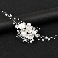 Bridal Decorative Hair Comb, Zinc Alloy, with Porcelain & Plastic Pearl, fashion jewelry & for woman 