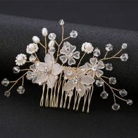 Bridal Decorative Hair Comb, Zinc Alloy, with Crystal & Plastic Pearl, fashion jewelry & for woman 