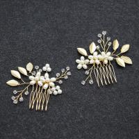 Bridal Decorative Hair Comb, Zinc Alloy, with Crystal & Plastic Pearl, 2 pieces & fashion jewelry & for woman 