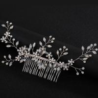 Bridal Decorative Hair Comb, Zinc Alloy, with Plastic Pearl, fashion jewelry & for woman & with rhinestone 