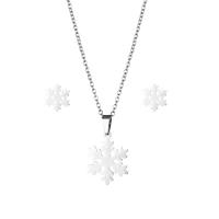 Fashion Stainless Steel Jewelry Sets, 304 Stainless Steel, Stud Earring & necklace, Snowflake, 2 pieces & fashion jewelry & for woman, silver color Approx 17.72 Inch 