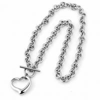 Stainless Steel Jewelry Necklace, 304 Stainless Steel, Heart, fashion jewelry & for woman, original color, 8mm,20mm Approx 17.72 Inch, Approx 8.27 Inch 