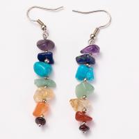 Gemstone Drop Earring, Natural Stone, with Zinc Alloy, fashion jewelry & for woman, 35mm*4mm,38mm*6mm 